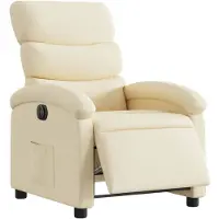 vidaXL Sillón reclinable eléctrico, color crema, tapizado en tela