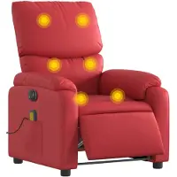 vidaXL Sillón de masaje eléctrico, color rojo, tapizado en cuero sintético ()
