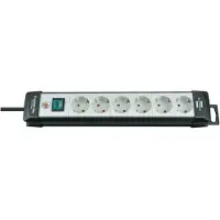 Brennenstuhl Regleta de enchufes Premium-Line, 6 enchufes, color negro/gris claro, cable de 3 metros, tipo H05VV-F, 3G1,5, referencia 1951560100