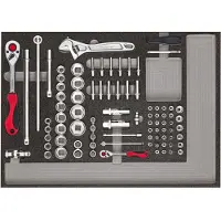 Gedore , juego de llaves de vaso rojas R22350000, 1/4" + 1/2", sistema modular CT, 84 piezas, número de artículo: 3301681