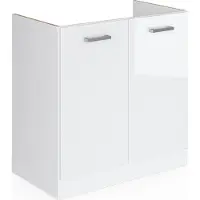 Vicco Armario bajo para fregadero R-Line Blanco alto brillo 80 cm sin encimera, Model 29248