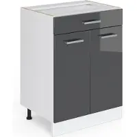 Vicco Mueble bajo de cocina R-Line Antracita alto brillo 60 cm con cajón, sin encimera, Model 29242