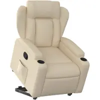 vidaXL Sillón reclinable Relax de , con ayuda para levantarse, color crema, tapizado en tela