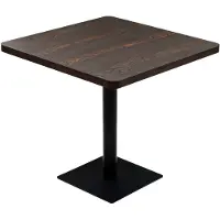 vidaXL Mesa bistró de MDF y acero, cuadrada, 80x80x75 cm, color nogal oscuro