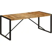 vidaXL : Mesa de comedor de madera maciza de mango, superficie rugosa, 180 cm