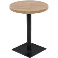 vidaXL Mesa bistró de MDF y acero, redonda, 60 x 75 cm, con aspecto de roble