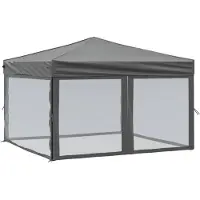 vidaXL Tienda de campaña plegable para fiestas con paredes laterales, color antracita, 3x3 metros