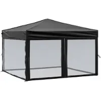 vidaXL Tienda de campaña plegable para fiestas, con paredes laterales, color negro, 3x3 metros