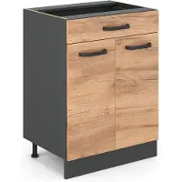 Vicco Mueble bajo de cocina R-Line Roble dorado 60 cm con cajón, sin encimera, Model 34889