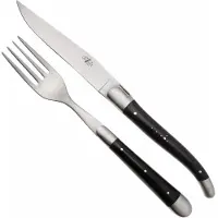 Laguiole Knife and Fork TF2MINEB Ebony, juego de 2 cubiertos, mate