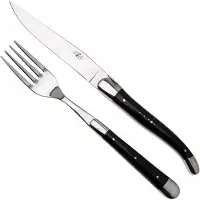 Laguiole Knife and Fork TF2MINBF Dark Horn, juego de 2 cubiertos, pulido
