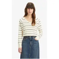 Levi's Petal Vneck Sweater Olympic Stripe White Talla: M | Sudaderas con Capucha Outlet | Mujer | Blanco