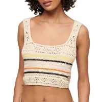 Superdry para mujer. W6011982A Camiseta sin mangas Crochet Crop beige (XS), Casual, Algodón, Sin mangas / Tirantes, outlet 2026.