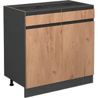 Vicco Mueble bajo de cocina R-Line Roble dorado 80 cm En forma de J, sin encimera, Model 39723