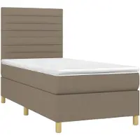 vidaXL Cama con somier y colchón , con iluminación LED, color taupe, 100x200 cm, tapizada
