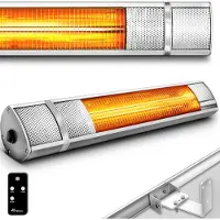 Tresko Calefactor por Infrarrojos de Pared | 2000W + Control Remoto | Estufa Radiante con 3 Temperaturas | Radiador Eléctrico para Exterior e Interior | Calentador de Cuarzo