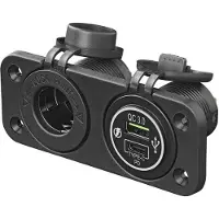 Pricenet Kit de instalación: Enchufe de 12V + Cargador USB de carga rápida, tipo A + C, doble, 3A