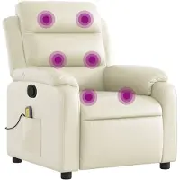 vidaXL Sillón de masaje, color crema, tapizado en cuero sintético, marca