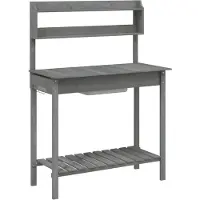 vidaXL Mesa de cultivo con lavabo de , 147,5 x 44 x 139,5 cm, madera maciza de abeto