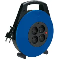 Brennenstuhl , carrete de cable Vario-Line de 5 metros con 4 enchufes y asa, color /azul