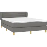 vidaXL Cama con somier y colchón de la marca , color gris oscuro, dimensiones 140x190 cm, tapizada en tela