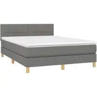vidaXL Cama con somier y colchón de la marca , color gris oscuro, dimensiones 140x190 cm, tapizada en tela