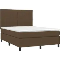 vidaXL Cama con somier y colchón de la marca , color marrón oscuro, dimensiones 140x190 cm, tapizada en tela