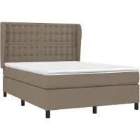 vidaXL Cama con somier y colchón , color taupe, 140x200 cm, tapizada en tela