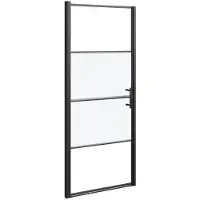 vidaXL Puerta de ducha , 91x195 cm, vidrio templado semitransparente, color negro