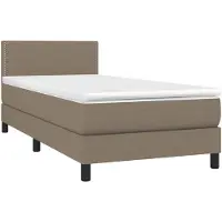 vidaXL Cama con somier y colchón , color taupe, 90x200 cm, tapizada en tela