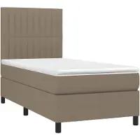 vidaXL Cama con somier y colchón , con iluminación LED, color taupe, 90x200 cm, tapizada en tela