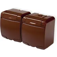 Karlik Elektrotechnik Toma de corriente doble Junior, con/sin (tapa marrón), color marrón, IP54, 4GHE-2
