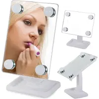 VERK 15787: Espejo de maquillaje con luz LED, color blanco
