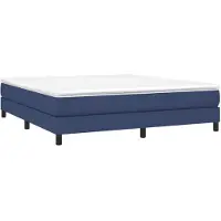 DKD Home Decor Cama con somier y colchón azul vidaXL, 180x200 cm, tapizada en tela