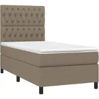vidaXL Cama con somier y colchón , con iluminación LED, color taupe, 90x200 cm, tapizada en tela