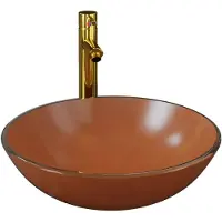 vidaXL : Lavabo de baño con grifo y desagüe, color marrón