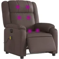 vidaXL Sillón de masaje eléctrico, color marrón, tapizado en cuero sintético ()