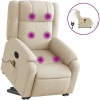 vidaXL Sillón de masaje eléctrico con ayuda para levantarse, color crema