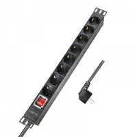 Logilink Regleta de enchufes de 19" con 8 tomas y interruptor de encendido/apagado, color negro (caja plegable individual)