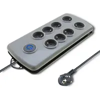 Qoltec Protector contra sobretensiones 50162, color gris, con 8 tomas de corriente, 230 V, 2.5 m de longitud