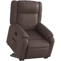 vidaXL Sillón reclinable eléctrico de color marrón, con ayuda para levantarse, tapizado en cuero sintético, marca