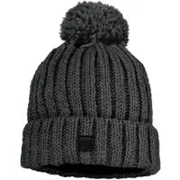 Maximo - Kid's Mütze Rippe mit Pompon und Fleecefutter - Gorro size 49-51 cm, negro/gris