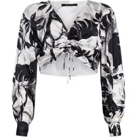AllSaints Carla Jackie Top Ecru White Talla: 42 | Blusas Outlet | Mujer | Marrón