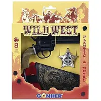 Gonher Pistola 8 Disparos Salvaje Oeste Con Cartucho Y Estrella 21x27x3 Cm