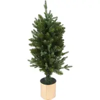 Koopman Árbol de Navidad artificial en maceta dorada, 90 cm