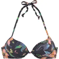 LASCANA Top de bikini 'Malia' azul oscuro / antracita / verde claro / naranja