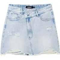 Desigual , Minifalda vaquera cintura cruzada, Algodon, Azul, XL