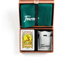 Fournier Juego De Mesa Mus En Estuche Forrado De Polipiel Con Baraja Menta Y Tapete Versión En Español