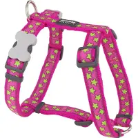 Red Dingo Arnés para perro, marca , modelo STYLE STARS, color verde lima sobre rosa intenso, tallas: 36-54 cm y 30-48 cm