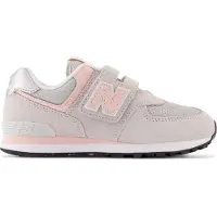 New Balance unisex para niños. PV574V1 Zapatillas de Piel 574 Core Hook & Loop gris (34.5 W), Plano, Velcro, Casual, moda infantil, New Bala